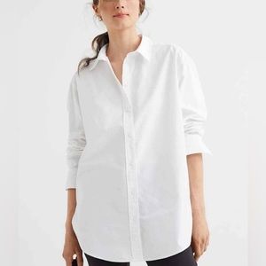 White oversized button down shirt